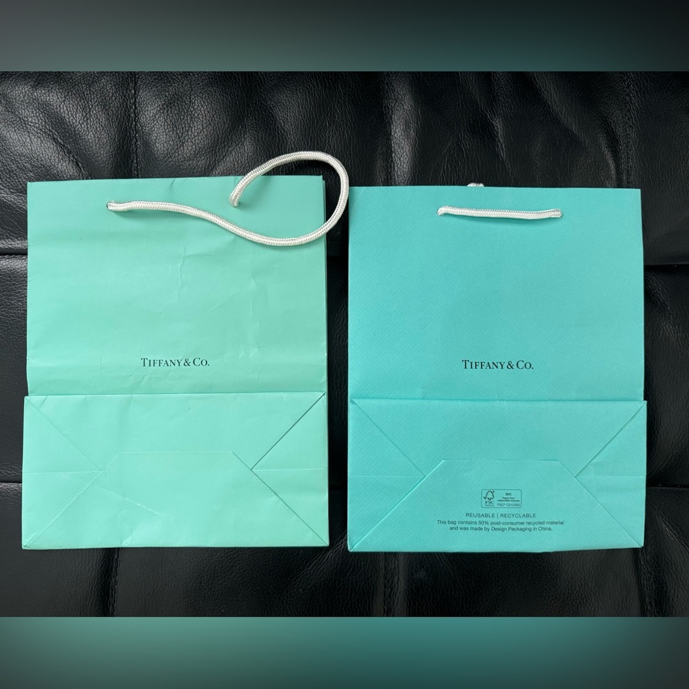 TIFFANY & CO. Set of 2 Iconic Blue Paper Shopping Gift Bag